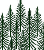 Dark Green Evergreen Forest Scene Rug