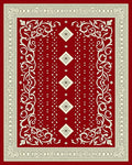 Crimson Ivory Floral Diamond Lattice Rug