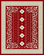 Crimson Ivory Floral Diamond Lattice Rug