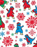 Merry Dinosaur Snowflakes and Snowflakes Rug