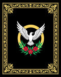 Black Gold Dove Floral Emblem Rug