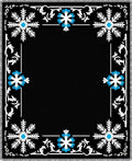Winter Snowflake Floral Black Rug