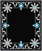 Winter Snowflake Floral Black Rug