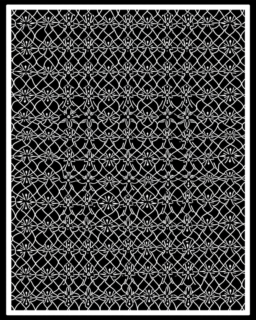 Elegant White Filigree Lattice Rug
