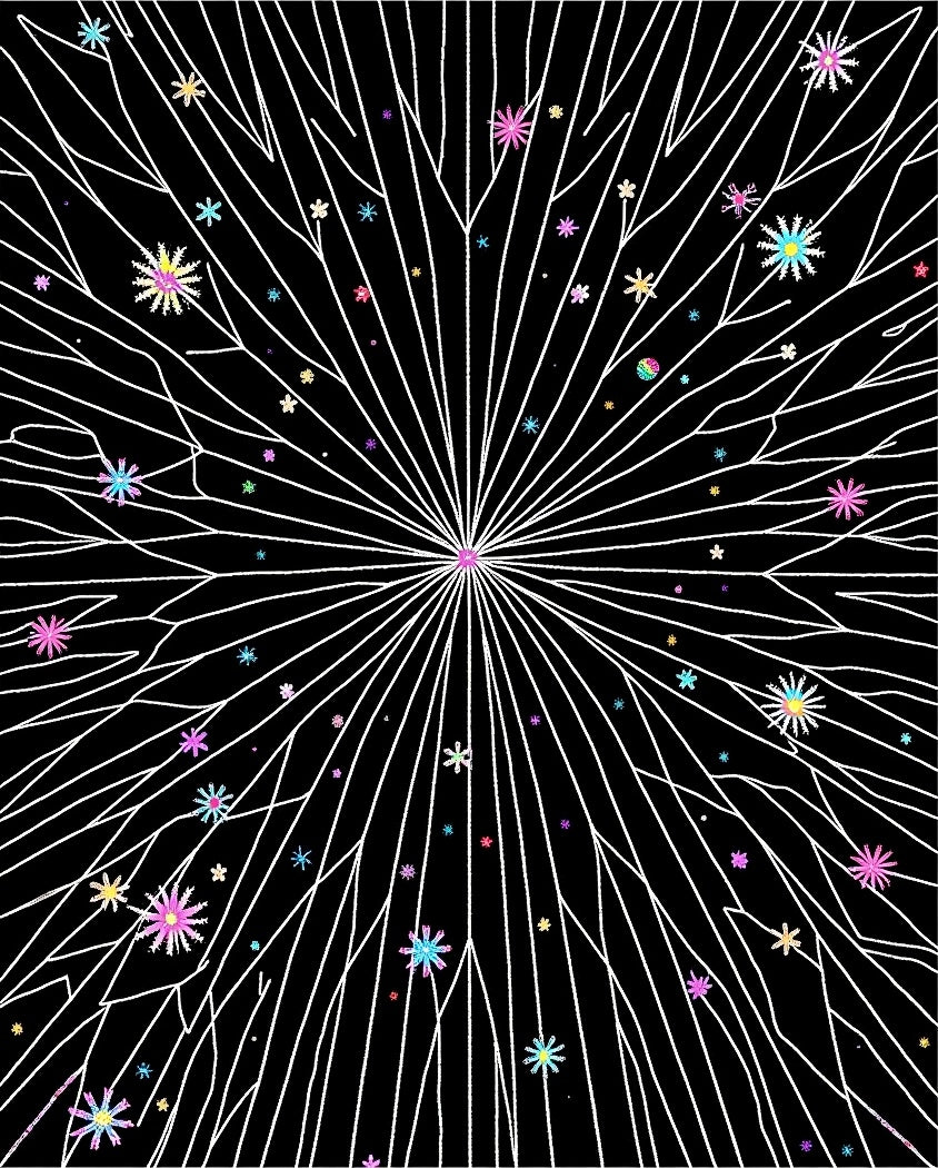 Starry Nightburst Abstract Floral Rug