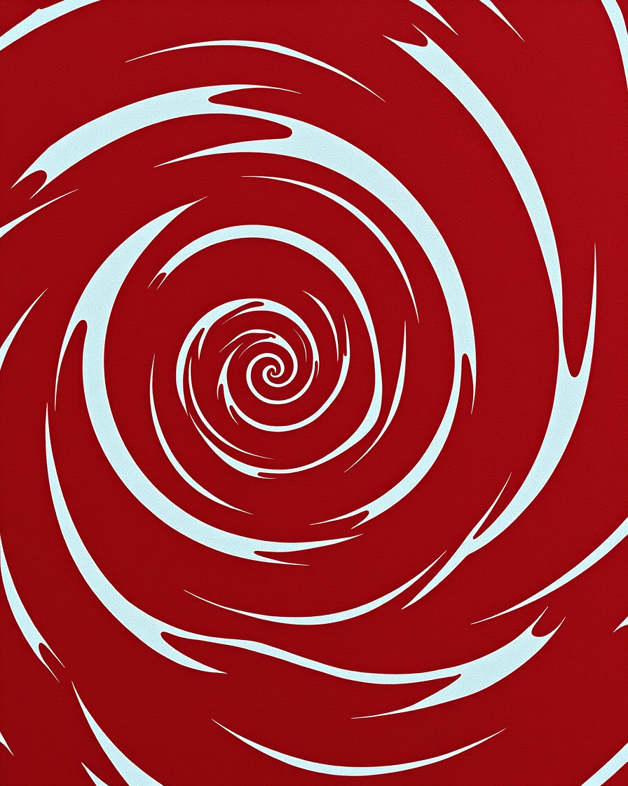 Crimson Swirl Abstract Line Rug
