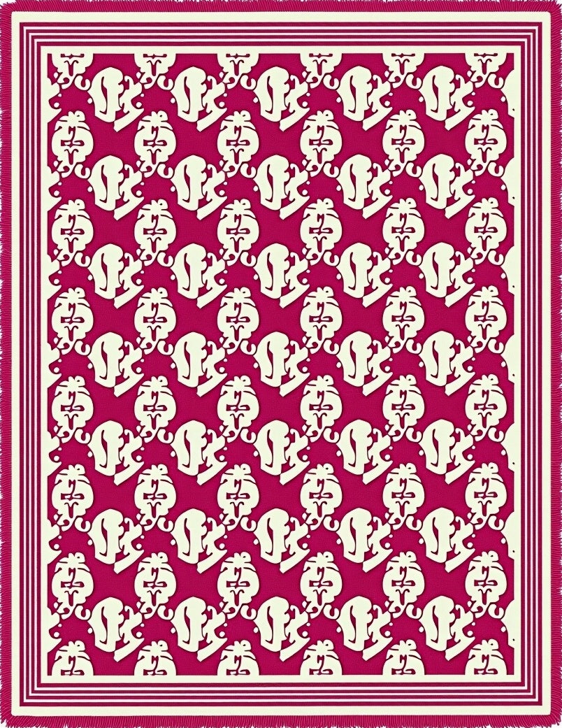 Crimson Cream Ornate Scroll Rug