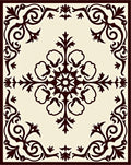 Brown Floral Scroll Medallion Rug
