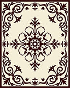 Brown Floral Scroll Medallion Rug
