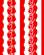 Bold Red White Chain Swirl Stripe Rug