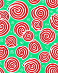 Red Swirls On Green Background Rug
