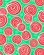 Red Swirls On Green Background Rug