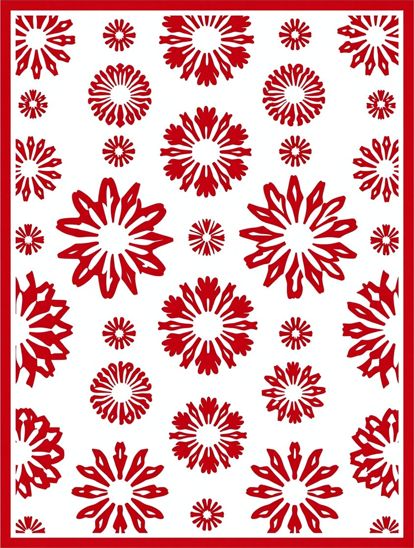 Crimson Snowflake Scatter Garden Rug