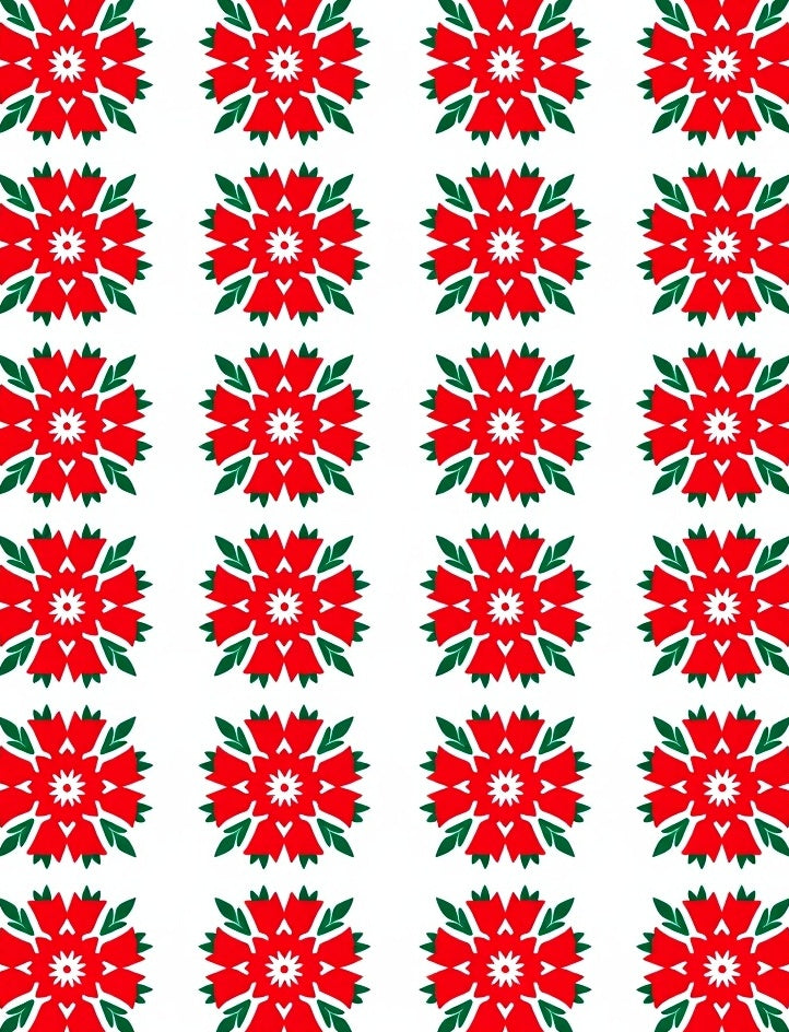 Vibrant Red Floral Medallion Arrangement Rug
