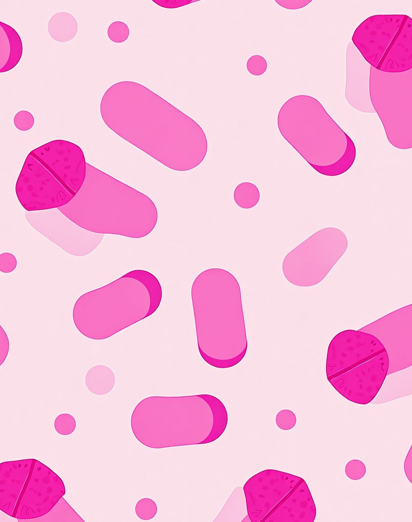 Pink Pill Abstract Scattered Rug
