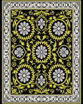 Black Floral Medallion Yellow Border Rug