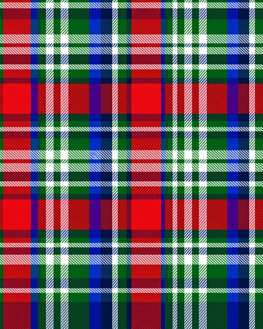 Classic Red Green Blue Plaid Rug