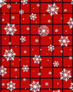 Crimson White Snowflake Plaid Rug