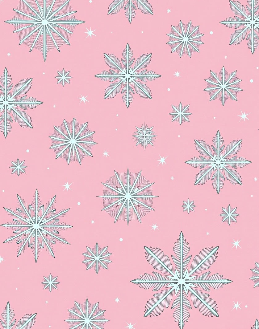 Pink Snowflake and Star Festive Rug