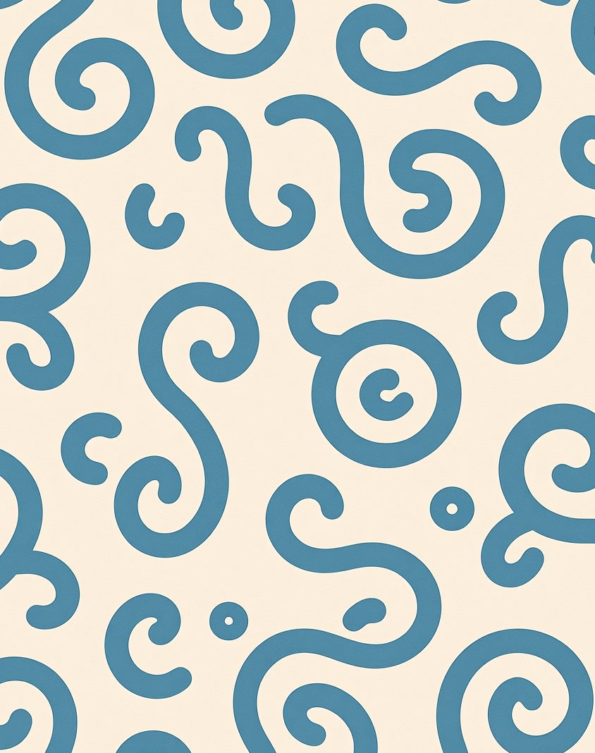 Aqua Swirl Organic Scroll Rug