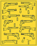 Yellow Outline Weapon Collection Rug