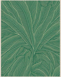 Green Tropical Leaf Line Art Rug