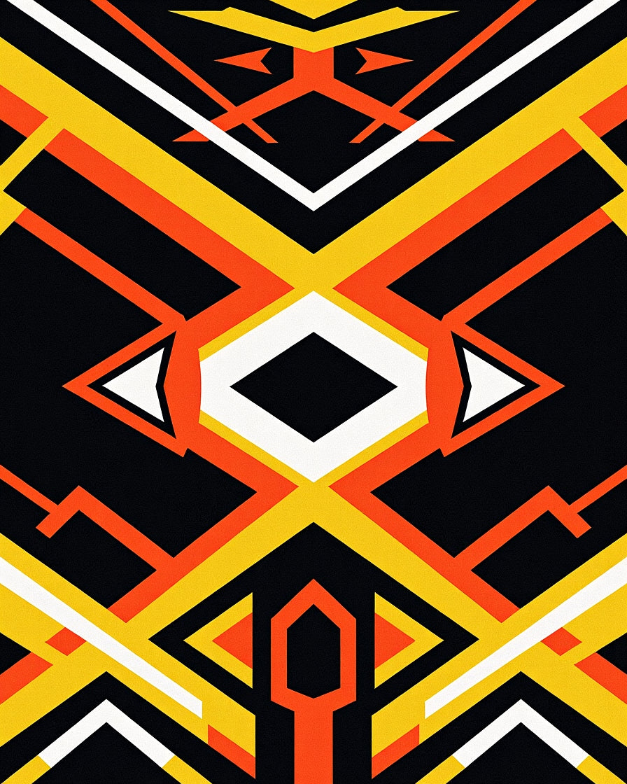 Bold Geometric Orange Yellow Black Rug