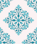 Aqua Medallion Floral Corner Rug