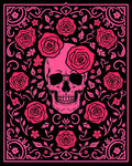 Pink Skull Roses Ornate Vine Rug