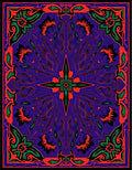 Vibrant Purple Floral Scrollwork Rug