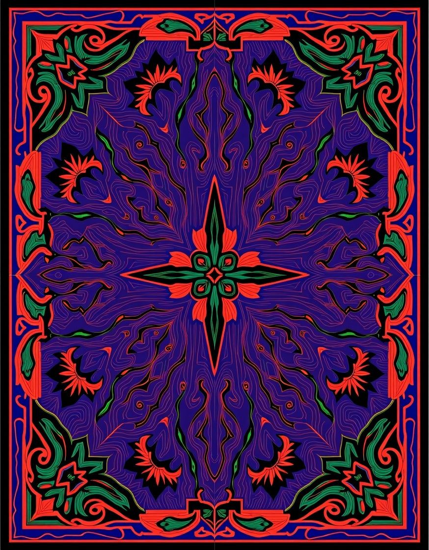Vibrant Purple Floral Scrollwork Rug