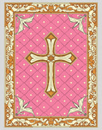 Baroque Pink Gold Cross Garland Rug
