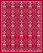Crimson damask ornate floral Rug