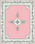 Elegant Pink Floral Border Medallion Rug