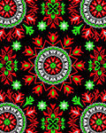 Bold Red Green Floral Medallion Rug