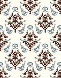 Vintage Brown Blue Damask Repeat Rug