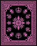 Vibrant Pink Art Deco Floral Mandala Rug