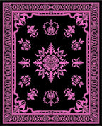 Vibrant Pink Art Deco Floral Mandala Rug