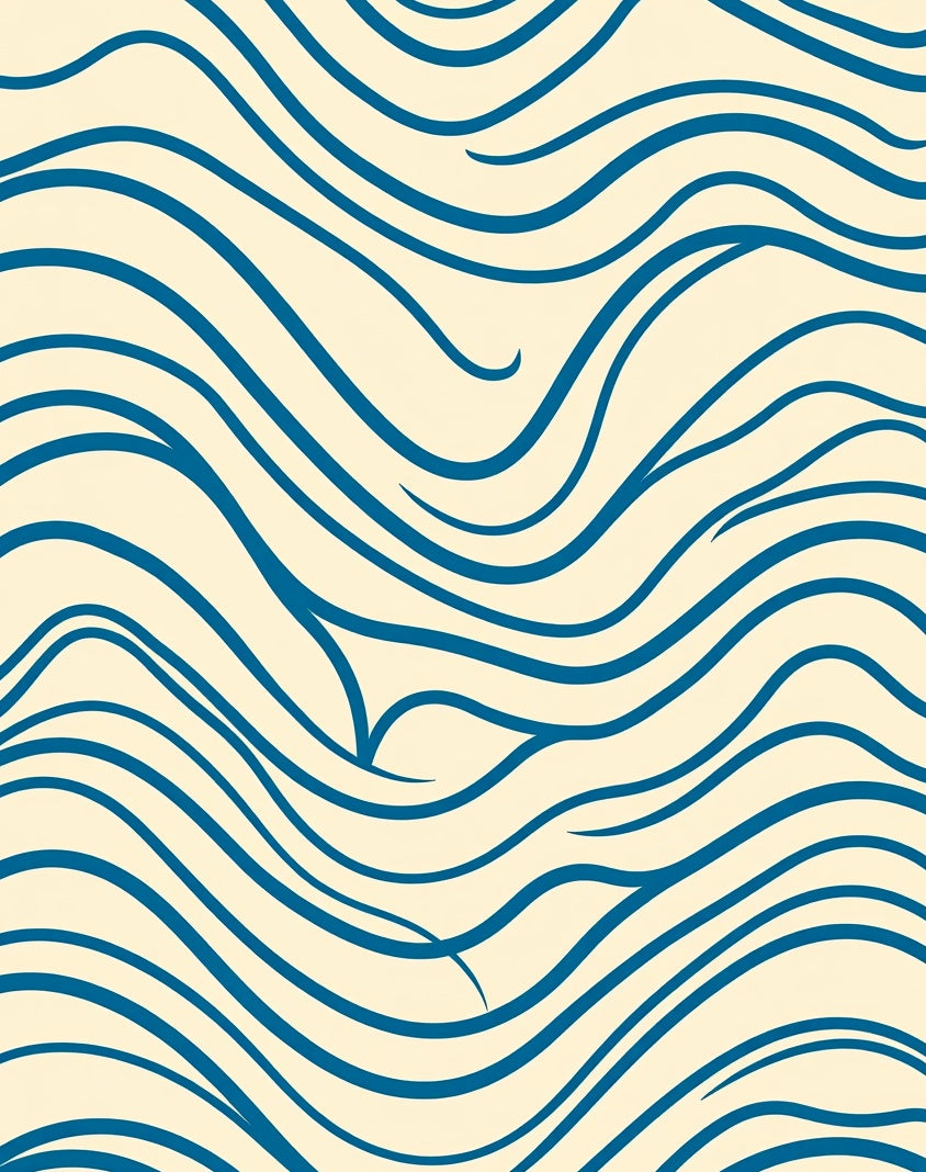Navy Wave Contemporary Art Rug