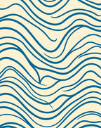 Navy Wave Contemporary Art Rug