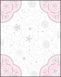Dainty Pink Starburst Floral Scroll Rug