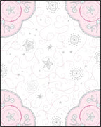 Dainty Pink Starburst Floral Scroll Rug