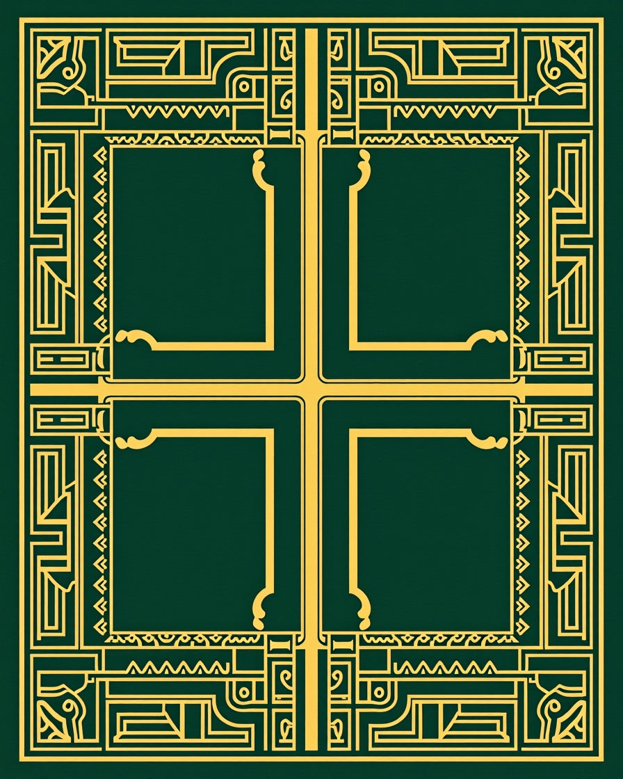 Emerald Gold Geometric Frame Rug