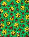 Whimsical Smiley Face Christmas Floral Rug
