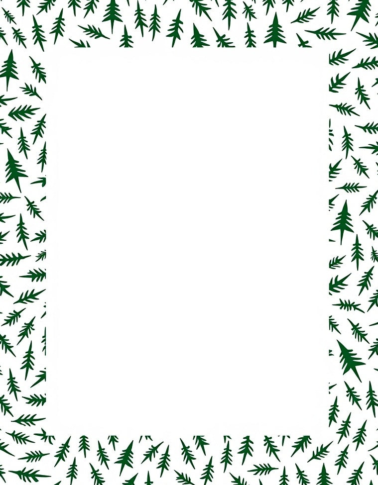 Dark Green Pine Trees Scattered Rug