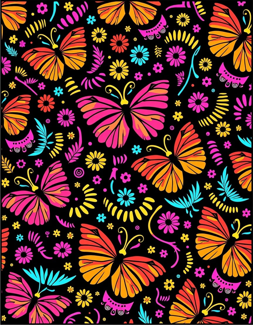 Vibrant Tropical Butterfly Garden Rug