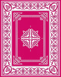 Vibrant Fuchsia Floral Frame Medallion Rug