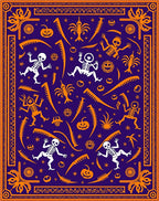 Orange Halloween Skeleton Pumpkin Border Rug