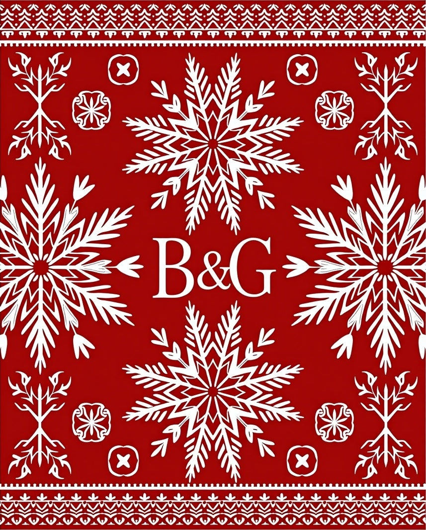 Red White Snowflake BG Medallion Rug