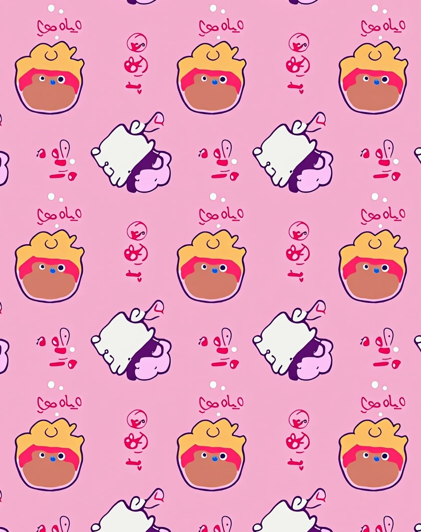 Pink Cartoon Character Repeat Rug
